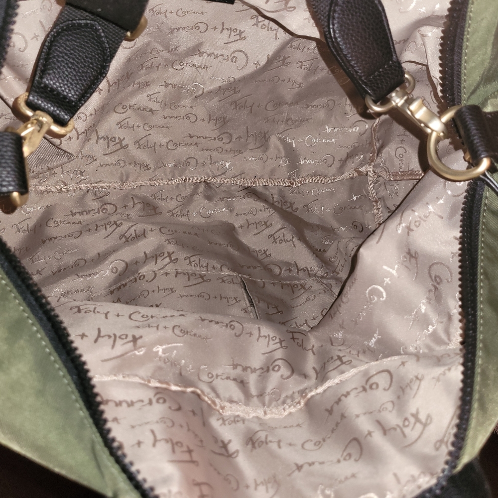 Foley & Corinna Fusion Expandable Weekender Bag Desert Green Liberated Leather - Picture 6 of 15